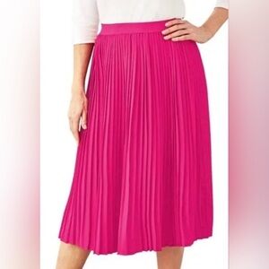 A New Day Womens XS Hot Pink Pleated Midi Accordion Bright Skirt